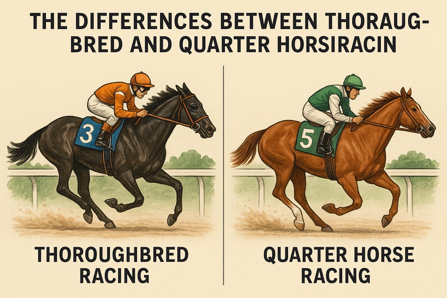 The differences between thoroughbred and quarter horse racing.