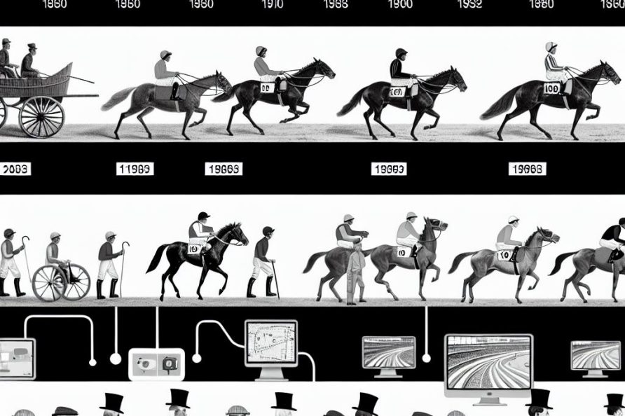 The evolution of horse racing technology.