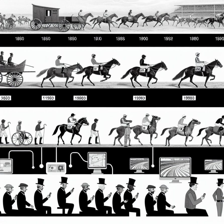 The evolution of horse racing technology.