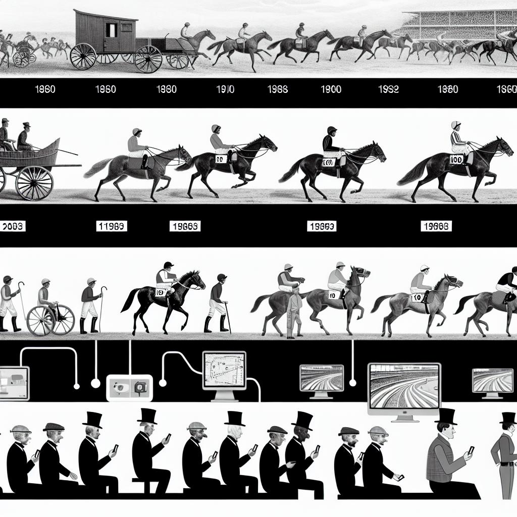 The evolution of horse racing technology.